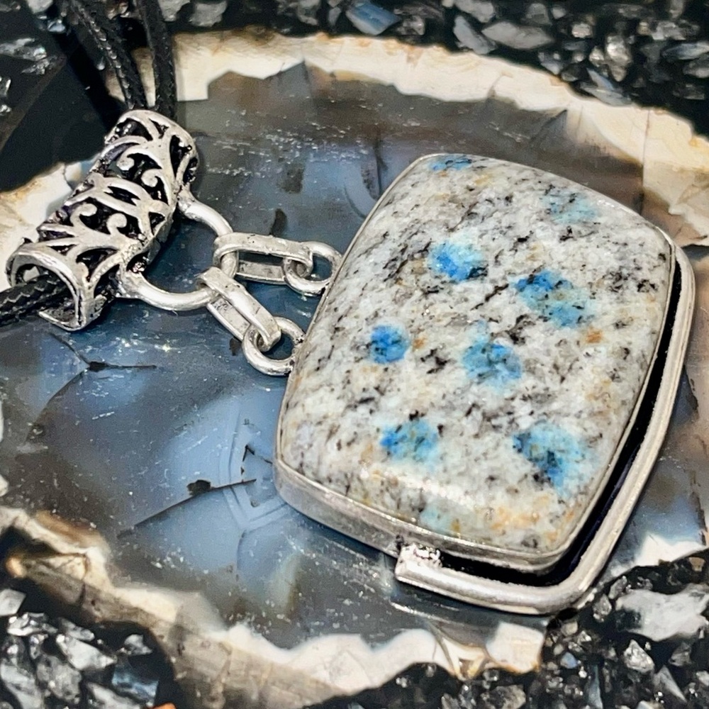 Raindrop Azurite K2 Jasper Pendant 1 1/2” - Picture 8 of 13